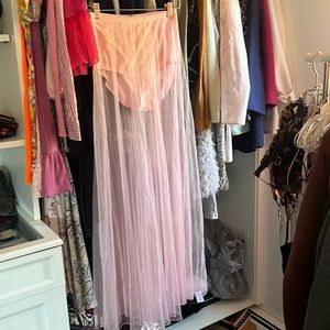 Pink tulle skirt cover up